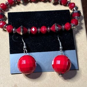 Elegant Red Beaded Jewelry Set